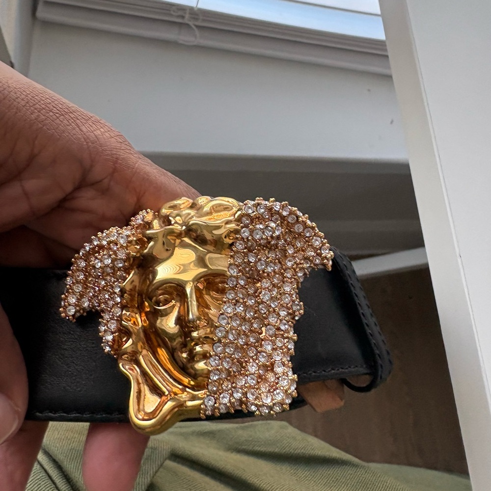 Versace Gold and Black Medusa Belt
